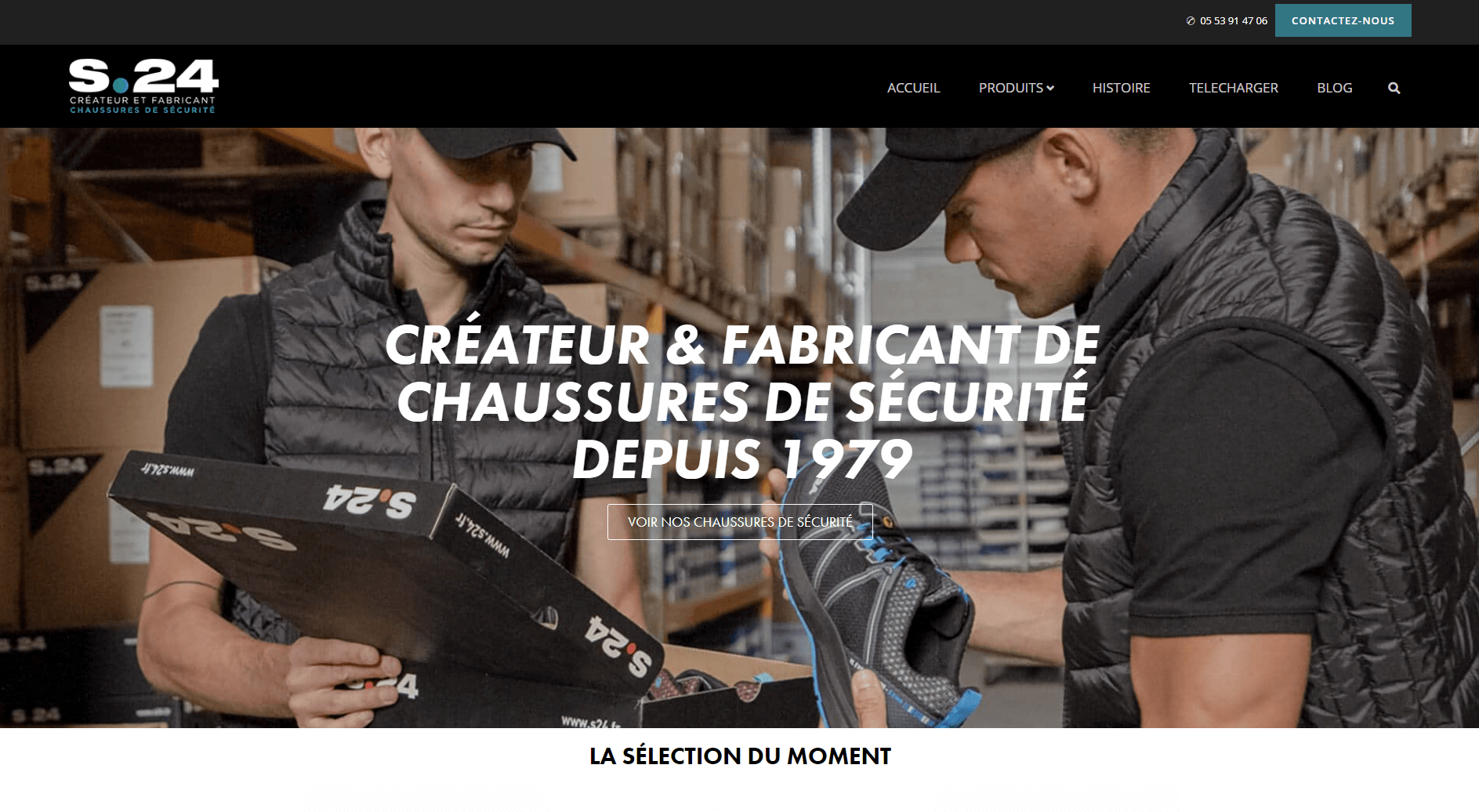 Homepage du site web S24 fabricants de chaussures de sécurité