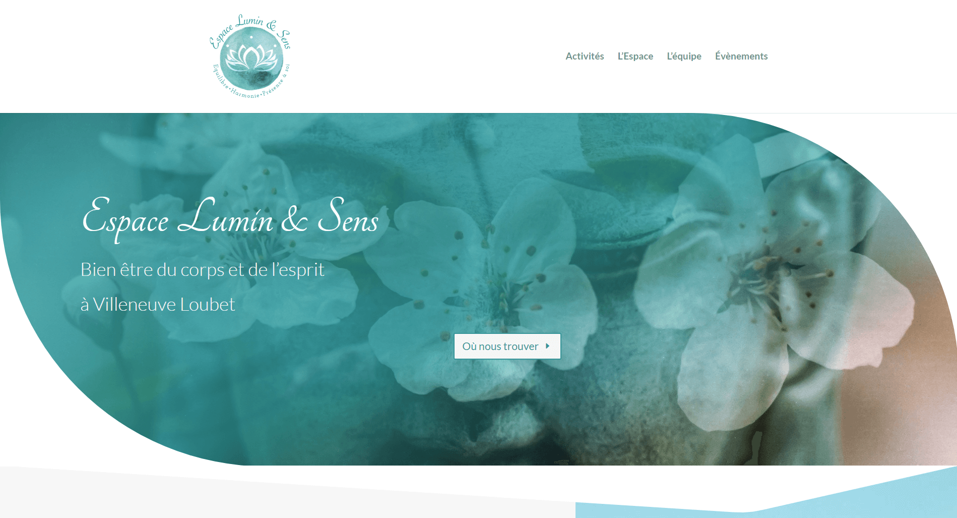 Home page du site web espace-luminetsens.fr